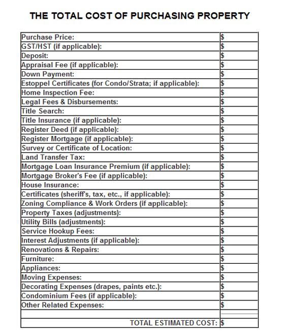 Cost Estimate Form